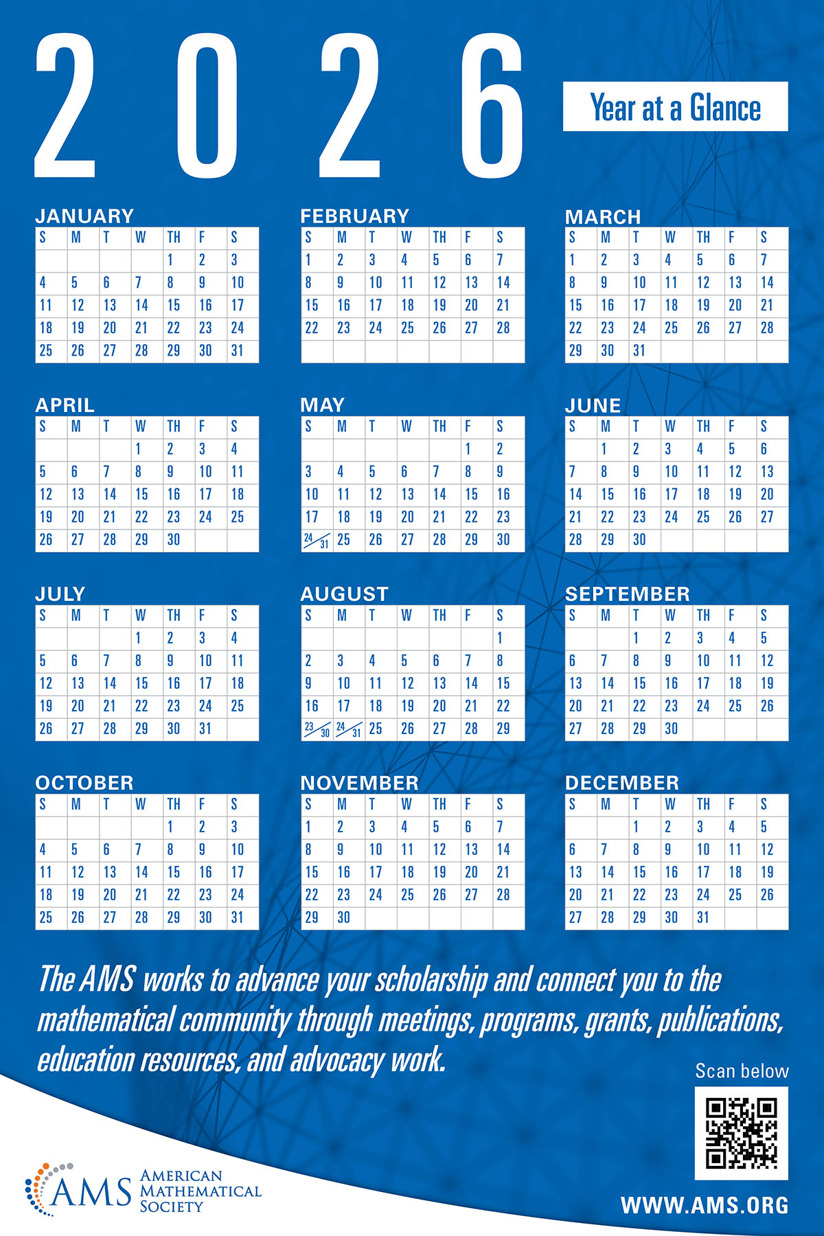 Wall Calendar 2026 Poster (blue)